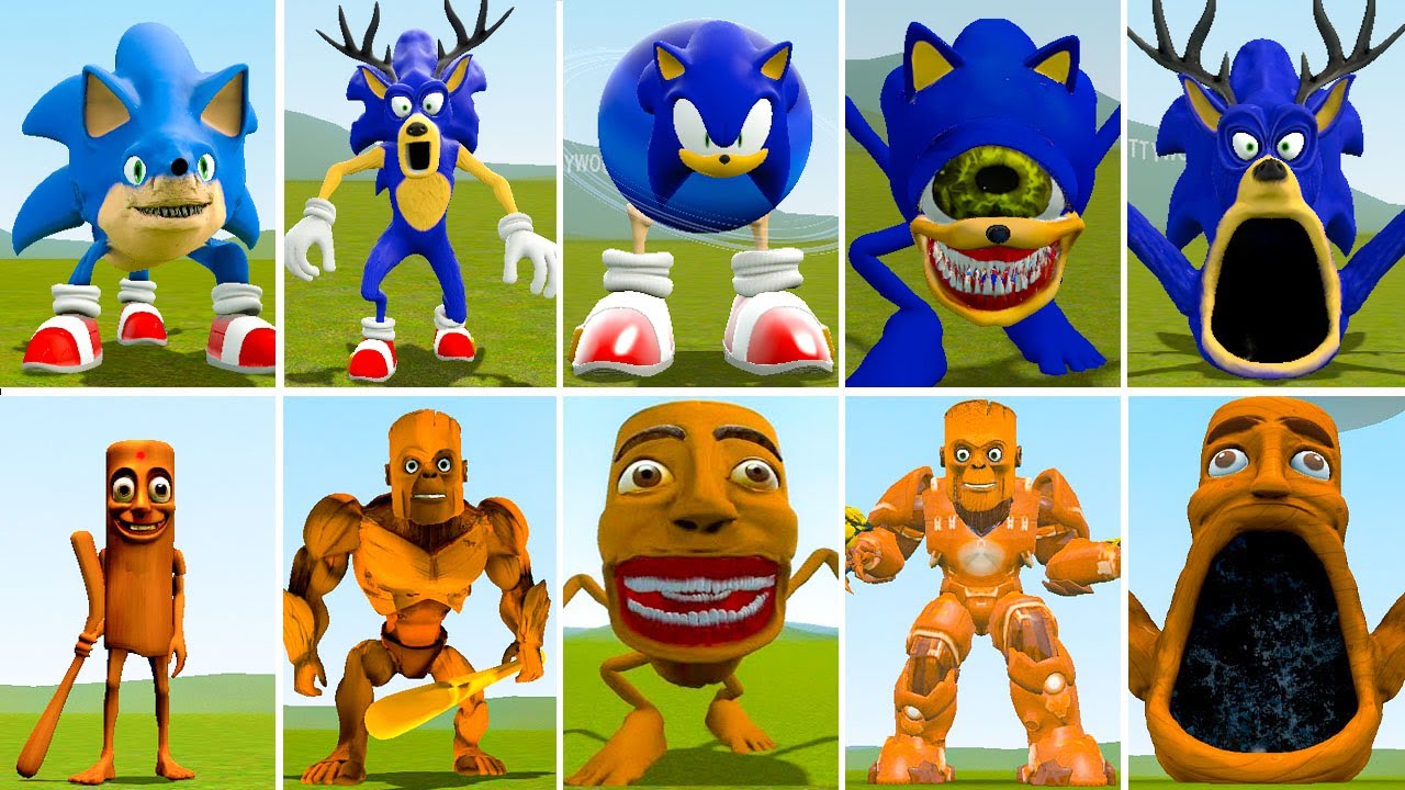 NEW SONIC BLUE VS BRAINR NEPTU SONIC VS NEW TUNGTUNG SHAHUR VS  MECHATITAN TUNGTUNG in GARRY'S MOD!!