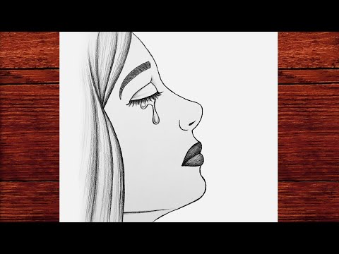 Çok Kolay Üzgün Kız Çizimi Nasıl Yapılır - Ağlayan Kız Nasıl Çizilir - Çizim Mektebi