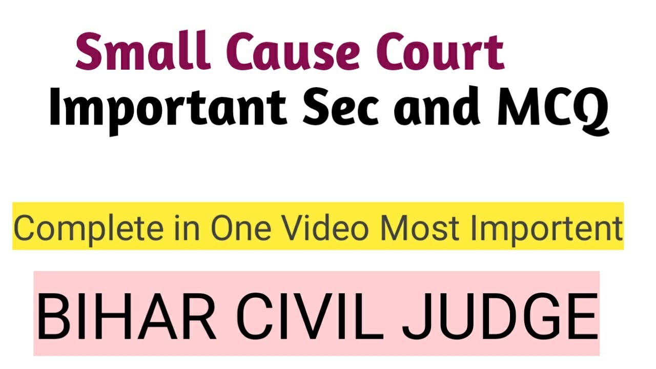Small Cause Court Important Sec and MCQ Complete in One Video Most Importent Bihar civil judge