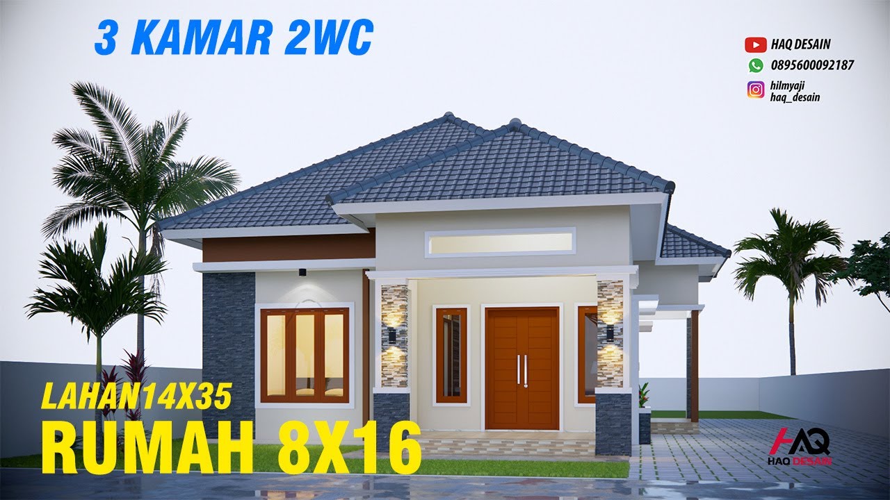  Desain  rumah  minimalis  modern ukuran 8x16 meter  3  kamar  tidur 1  lantai  YouTube