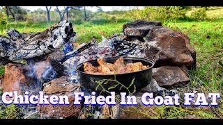 Chiken Fried in Goat Fat | Fat Fried Chiken | Chicken Fry Outdoor Cooking