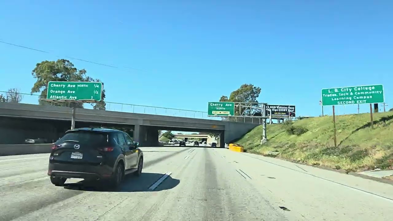 blue sky freeway drive LOS ANGELES 31 min relaxing day drive NO MUSIC NO TALKING