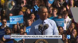 President Obama campaigns for Clinton in Ann Arbor