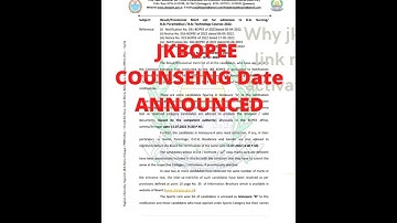 JKBOPEE COUNSELLING DATE WILL BE ISSUE ON