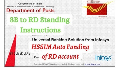 Auto Funding of RD account | RD standing Instruction