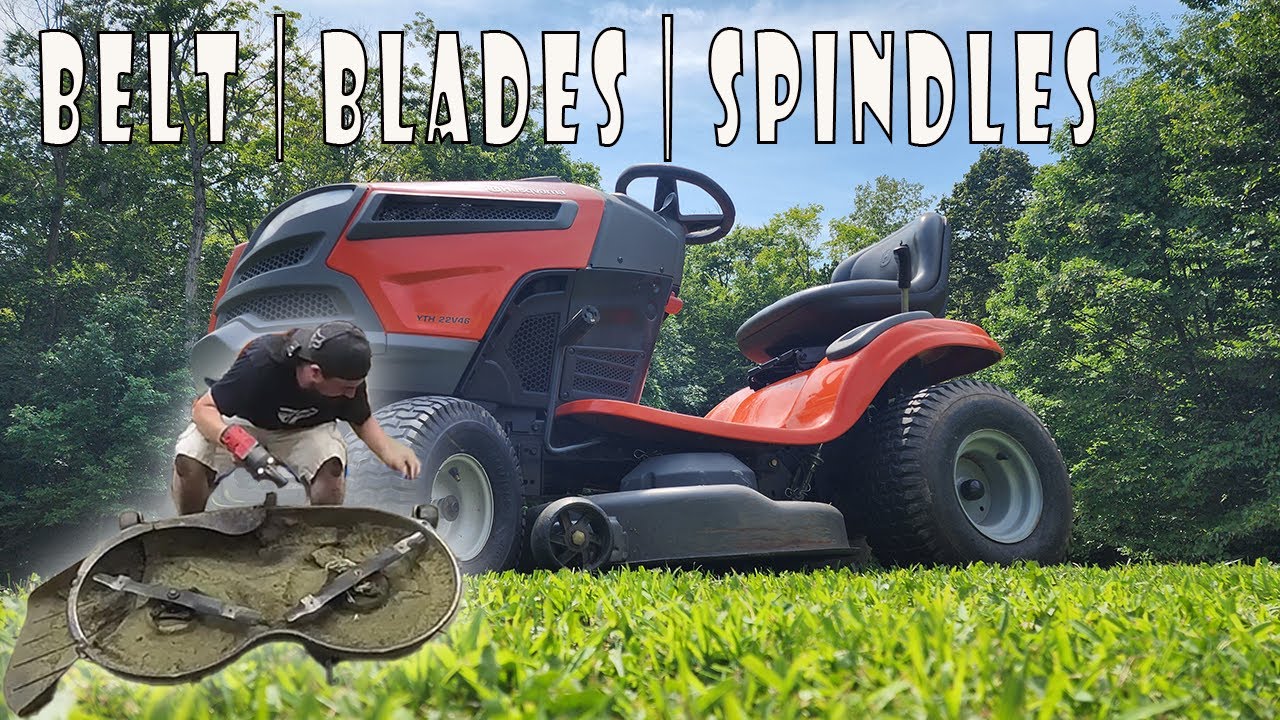 Husqvarna YTH 22V46 Deck Removal - Belt - Blades - & Spindle Replacement