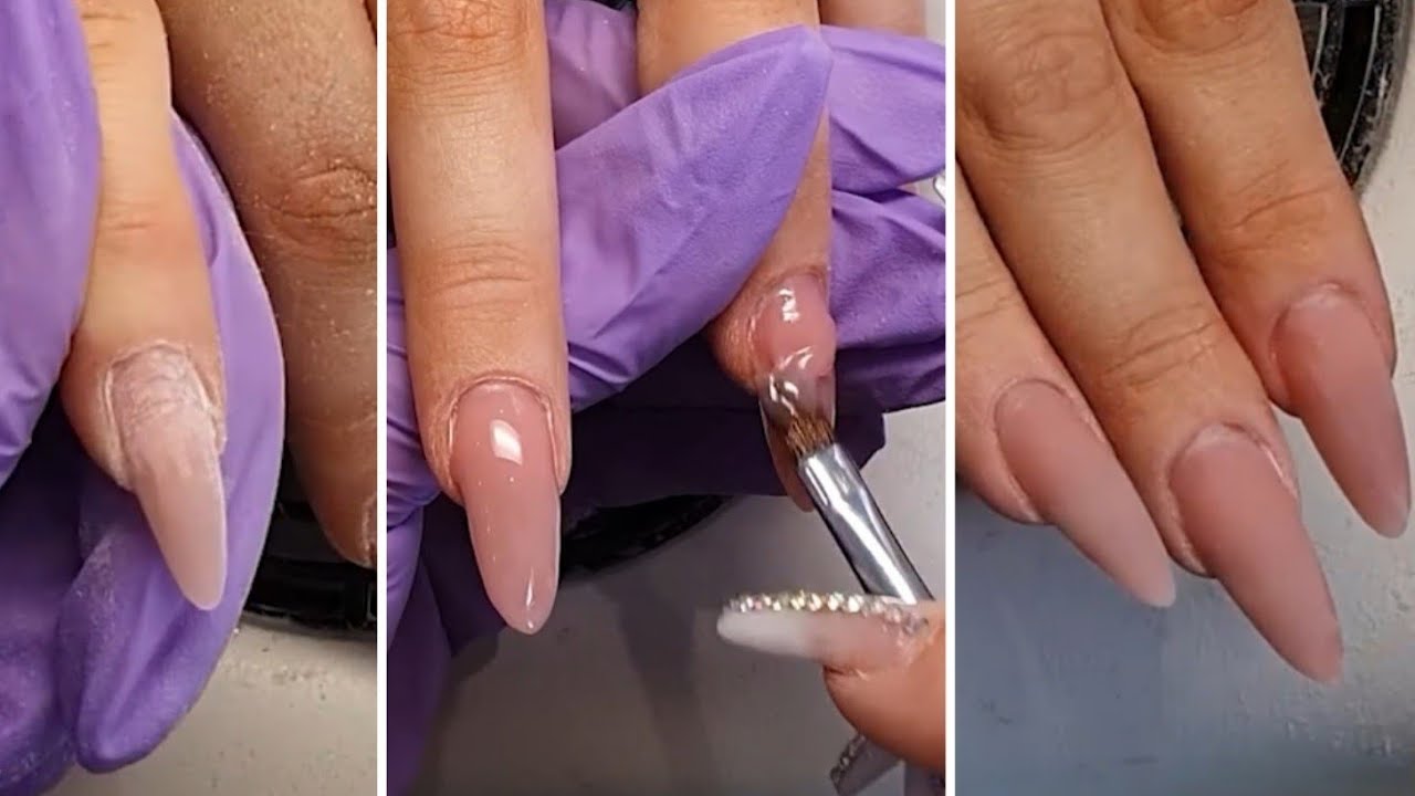 Doing gel nails rebalance on 5 weeks growth. Gel nail infill step by step for beginners.