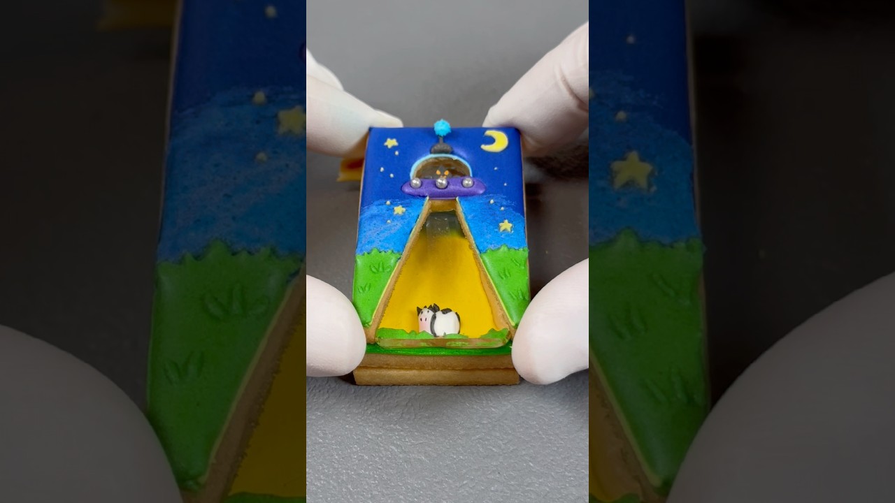 アイシングクッキーでUFOと連れ去られる牛をつくりました🛸🐄 #shorts