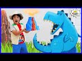 Ryan's Dinosaur Adventure to find Mystery Volcano Surprise!!!