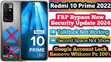 Redmi 10 Prime 2022 Frp Unlock || Google Account Bypass||  New Security Update 2024 Without PC 100%