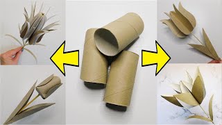 Paper Tulip Craft Ideas 🌷 Toilet Paper Rolls Recycling DIY ♻️ Cheap Home Decoration Tutorials