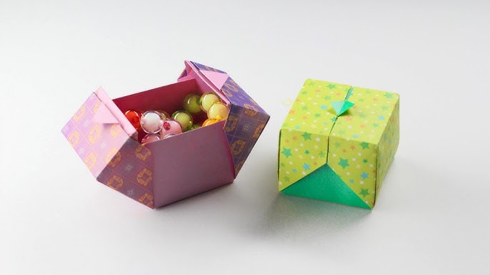 Cartonnage : boîte octogonale au couvercle origami - Miss Gleni and Co