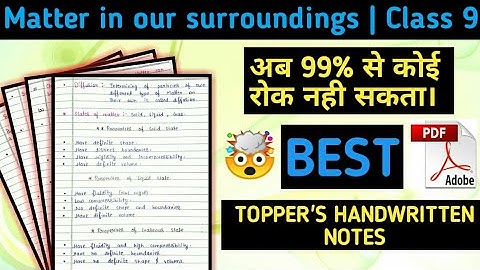 #Notes# Class 9 Science Chapter 1 (Chemistry) Matter in our surroundings handwritten Notes