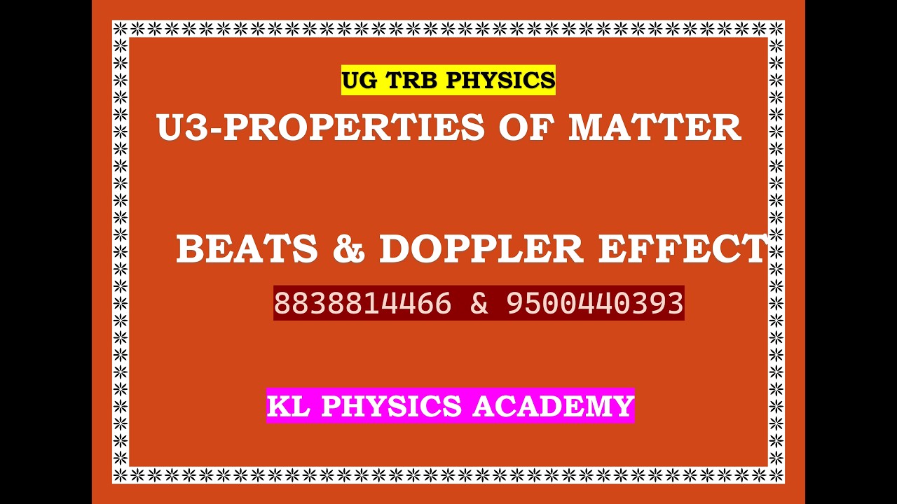 UGTRB PHYSICS- UNIT-3 -BEATS & DOPPLER EFFECT