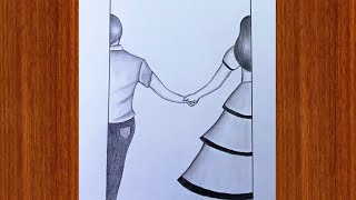 Couple Drawing Easy / Romantic Couple Holding Hand Drawing Pencil Sketch / Easy Drawing Tutorial