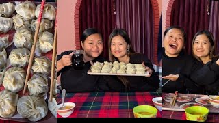 Spicy Pork Momo Challange with Moti || Home Made Momo ||