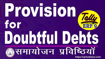 Provision for Doubtful Debts in Tally ERP 9 Part-96 | Learn Adjustment Entries in Tally