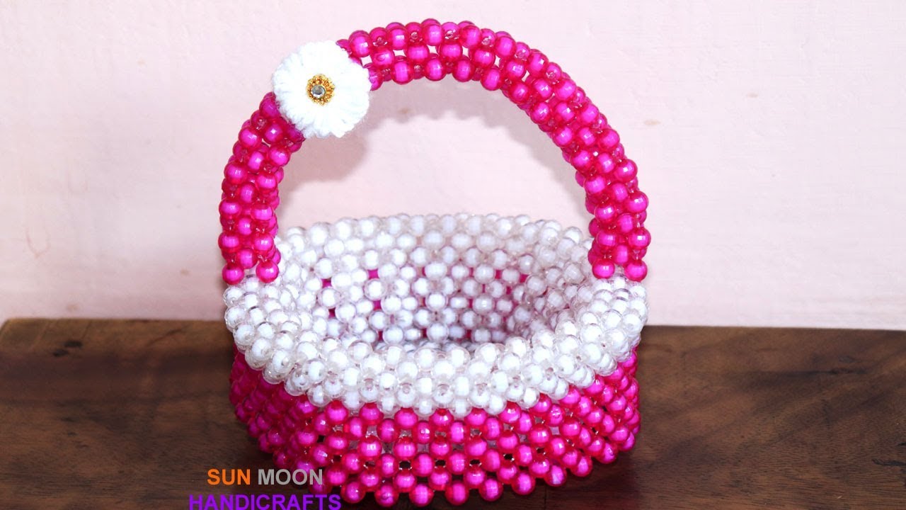 নতুন ডিজাইনের পুতির ঝুড়ি/ How to make beaded fruit basket/ Unique flower basket/ beaded easy basket
