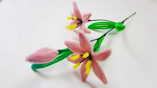 Diy Làm Hoa Lily Bằng Kẽm Nhung - How To Make Lily From Pipe Cleaner - Lana Paper Flowers