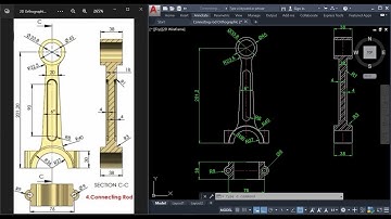 Autocad 2D Tutorial | Learn How to Draw Orthographic Connecting Rod Components in Autocad 2020!