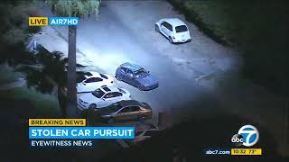 FULL CHASE: Grandtheft auto suspect leads police on pursuit in LA area