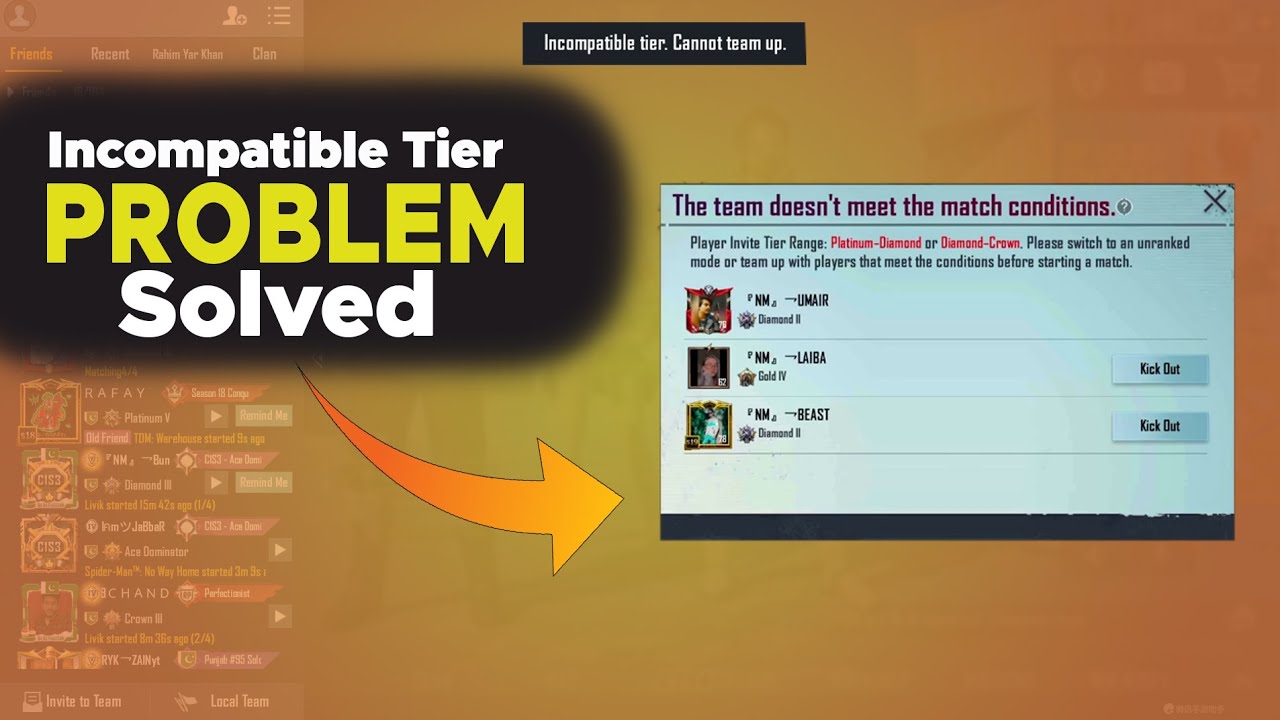 Top Tier Problem Incompatible Tier Problem Solution | How to play with incompatible tier ...