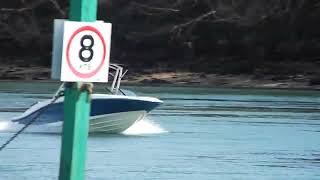 Fast Motor Boat On Page To Sw Menai Bridge