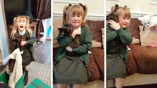 Adorable Girl Gets Kittens For Birthday