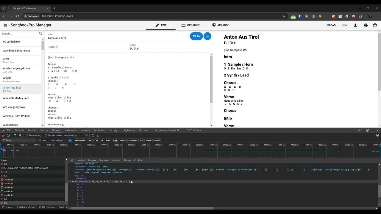 SongbookPro Manager - MidiOnload Lost