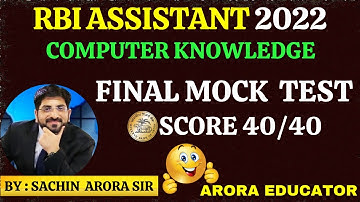 RBI Assistant Computer Awareness Questions | RBI Assistant Computer Awareness Final Mock Test |