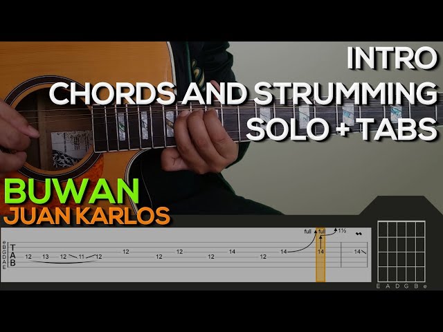 Juan Karlos - Buwan Guitar Tutorial [INTRO, SOLO, CHORDS AND STRUMMING + TABS] class=