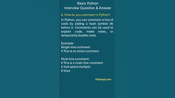 How do you comment in Python? Basic Interview Question Answer #python #interview #questions #shorts