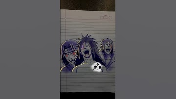 Madara itachi and sasuke pen sketch #shorts #animedrawing