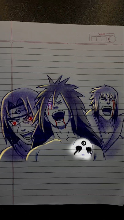 Madara itachi and sasuke pen sketch #shorts #animedrawing