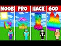 Minecraft battle noob vs pro vs hacker vs god rainbow spectrite house build challenge in minecraft