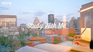 2HOUR STUDY WITH ME [Pomodoro 25/5] City View at Sunset  Nature Ambient Sounds / No Music