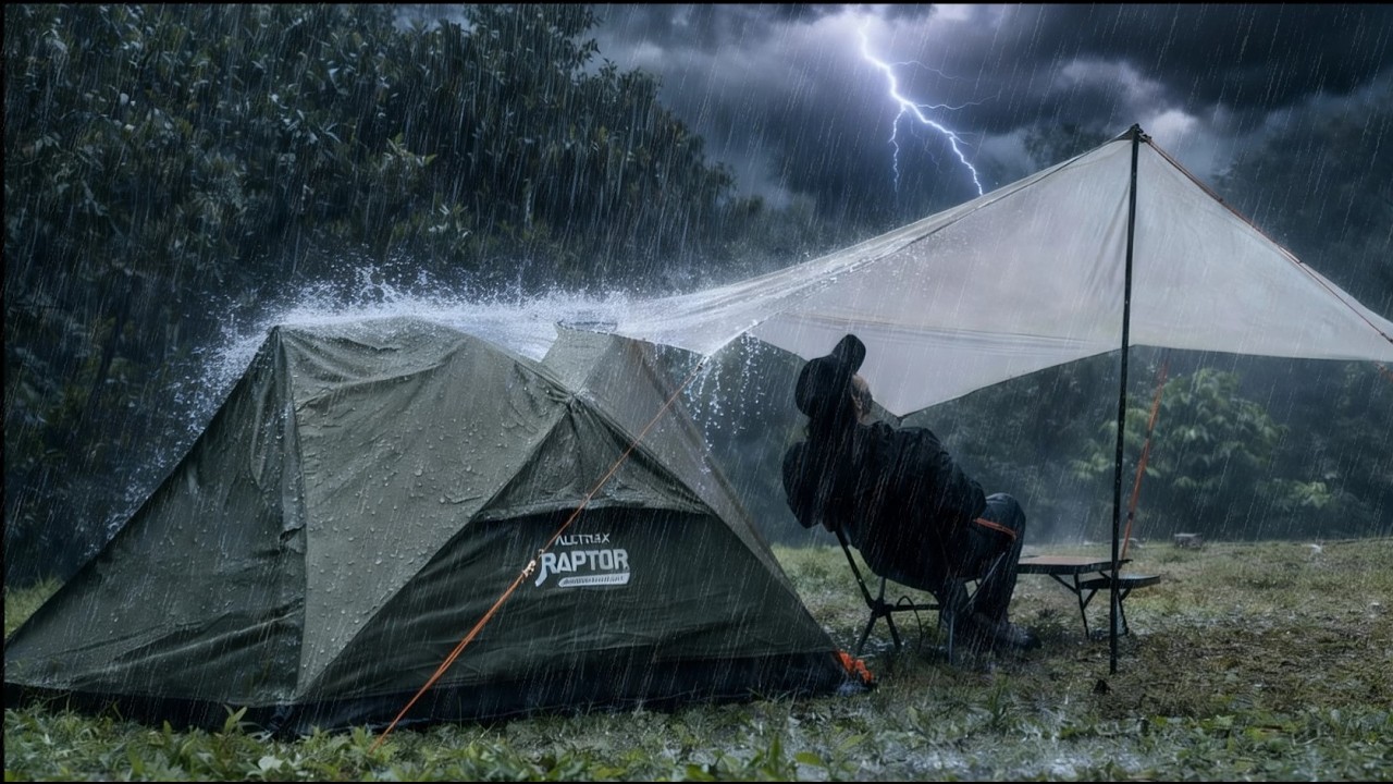 BRUTAL THUNDERSTORM AT NIGHT‼️ Heavy Rain Camping During A Thunderstorm