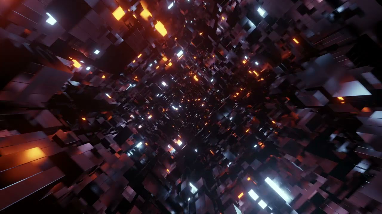 Traveling through a tunnel of black cubes in 3D || hd video background animation