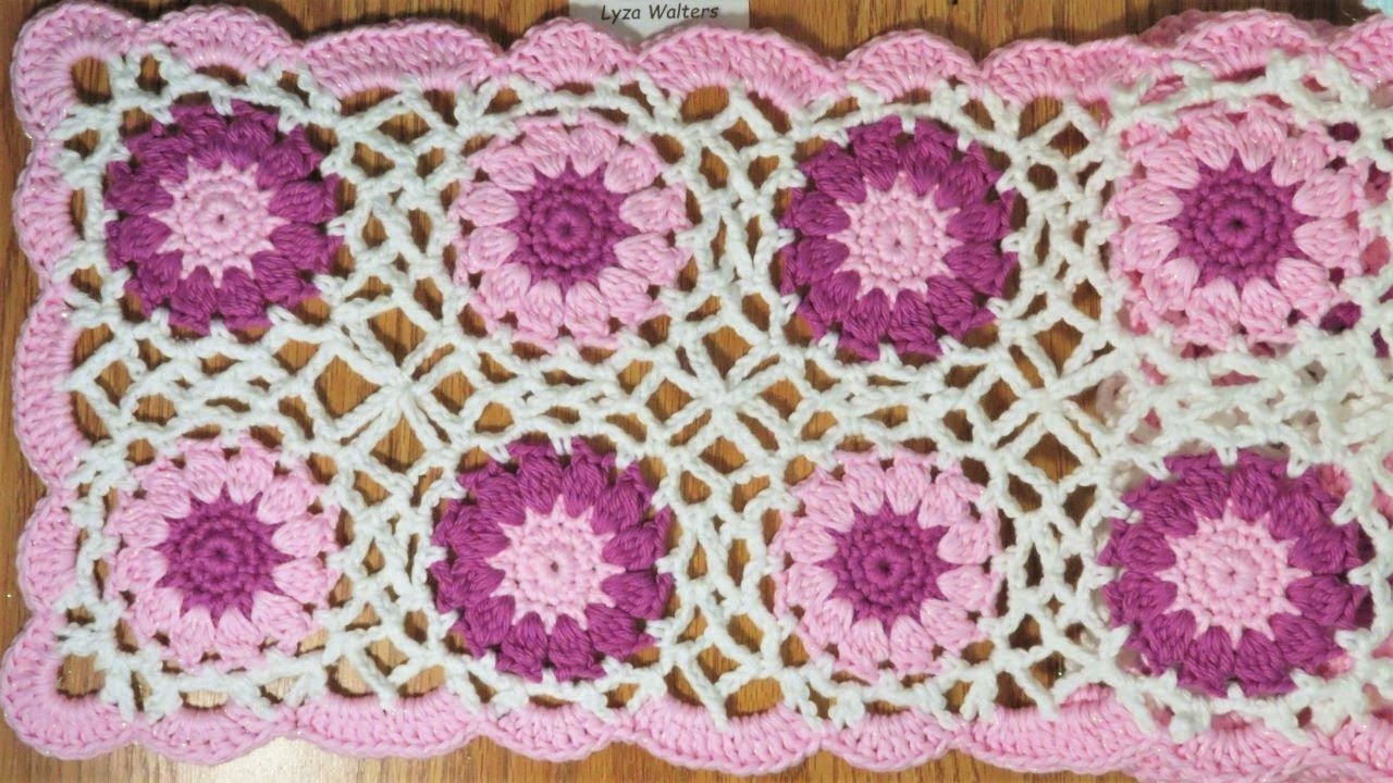 Crocheted Flower Table Runner Adding Simple Border YouTube