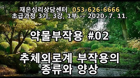 촛불추천 263, 추체외로계 부작용의 종류와 양상 -- 항정신병 약물의부작용 #02 -- 2020. 7. 11. -- 조현병-조울증-우울증 교육, 초급과정 3기, 3강 #02