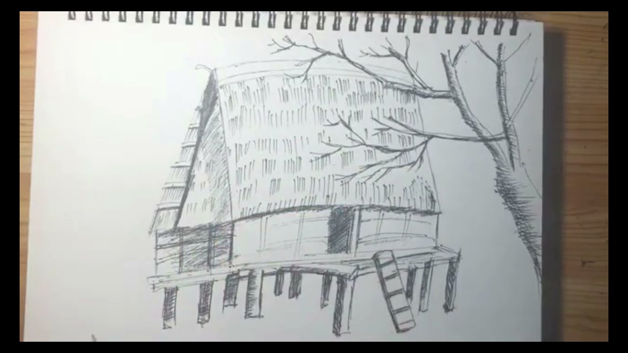 Vẽ nhà sàn đơn giản (How to draw simple stilt house). - YouTube