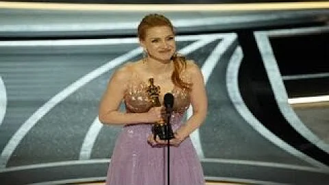 Jessica Chastain wins the Academy Award for Best Actress in The Eyes of Tammy Faye