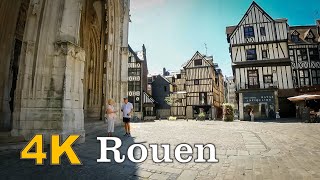 Walking tour in the Old Town Rouen, France [4K]