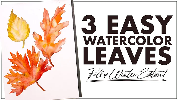 The EASIEST Way to Paint THREE FALL Leaves with Wa...