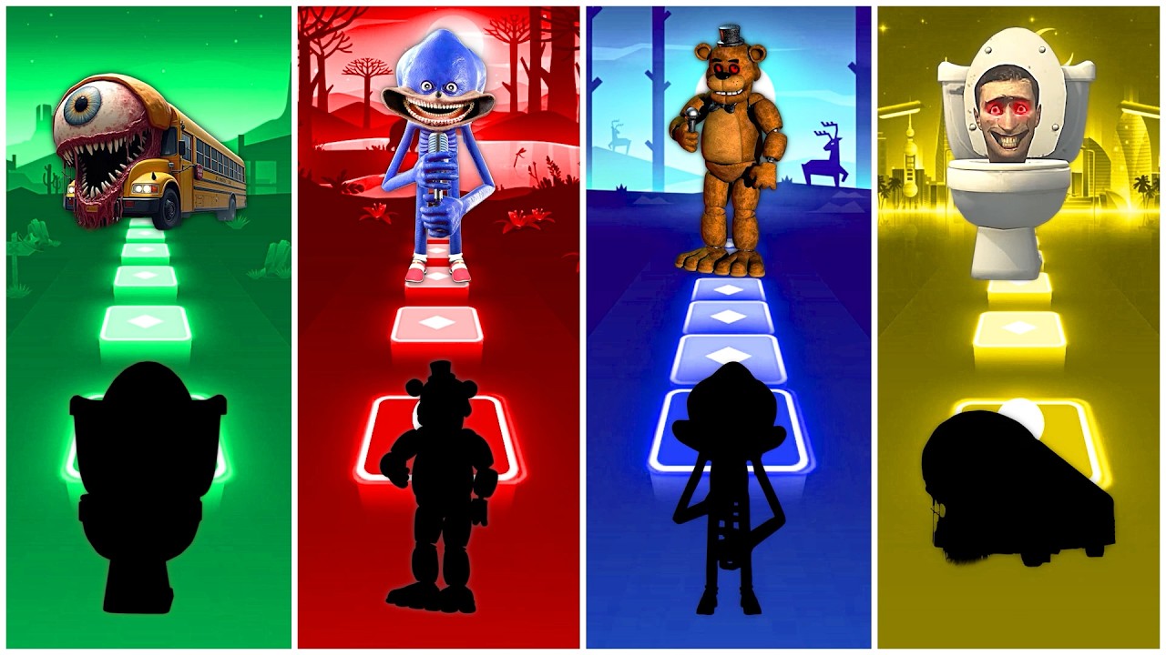 School Bus 🆚 Shin Sonic 🆚 FNAF 🆚 Skibidi Toilet | Coffin Dance cover!