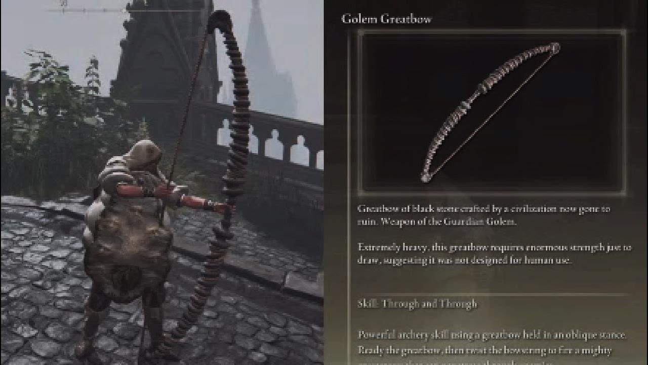 Elden Ring Golem Greatbow Drop Location and Demonstration Caelid Ravine