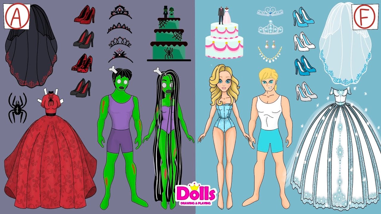 paper-dolls-dress-up-zombie-wedding-diy-paper-craft-youtube