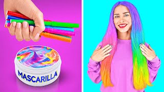 TRUCOS ARCOÍRIS INCREÍBLES || Trucos femeninos coloridos e ideas para manualidades por 123 GO LIKE!