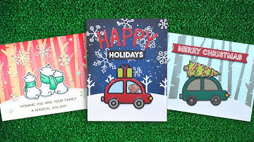 Intro to Deck the Car and Birch Tree Stencils + 3 cards from start to finish