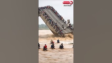Moment the Bridge Almost Swept Away by Heavy Floods! #viral #shorts